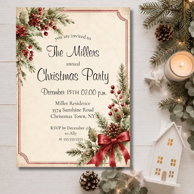 Editable Festive Christmas Dinner Invitation (Creator Uploaded)