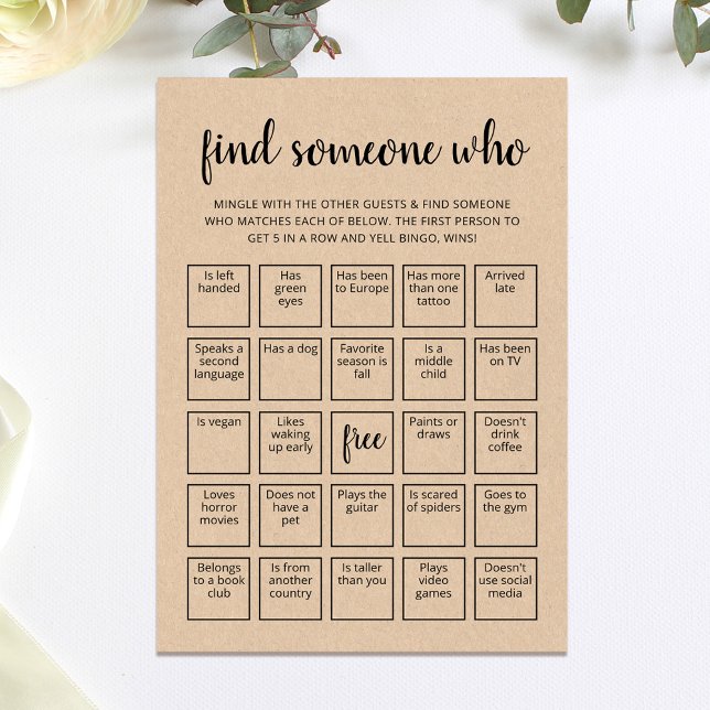 Editable Find Someone Who Game Bingo game Card (Creator Uploaded)