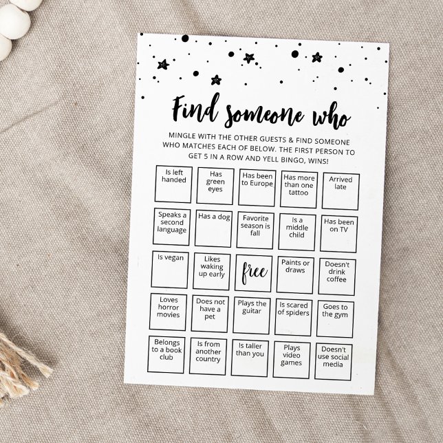 Editable Find Someone Who Game Bingo game Card (Creator Uploaded)