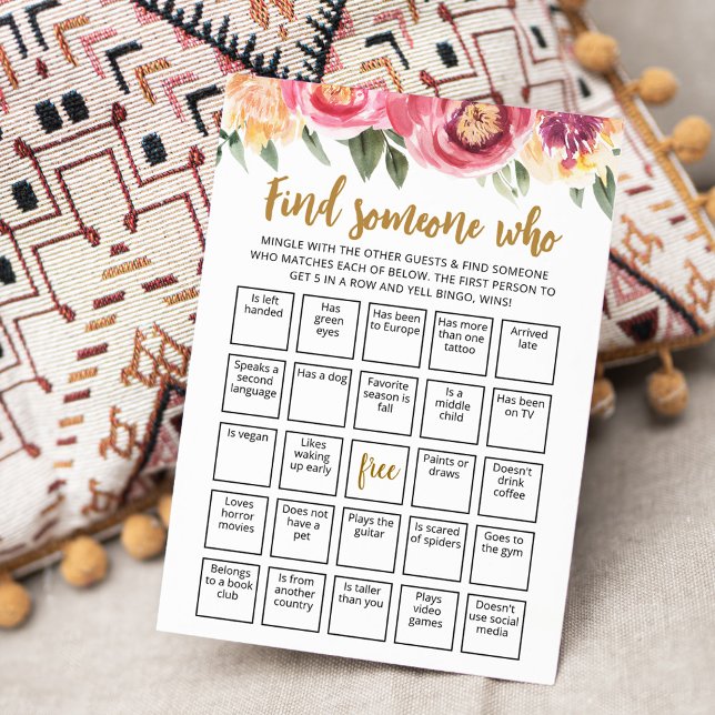 Editable Find Someone Who Game Bingo game Card (Creator Uploaded)