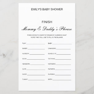 Editable Finish Mum and Dad's Phrase Baby Shower