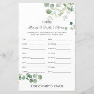 Editable Finish Mum and Dad's Phrase Baby Shower
