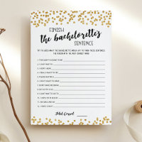 Editable Finish the Bachelorette's Sentence Card