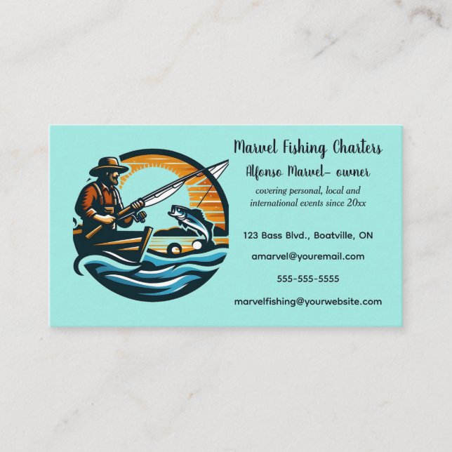Editable Fishing Charter Business Card (Front)