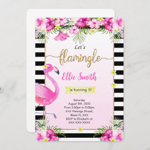 Editable Flamingo Birthday Invitation