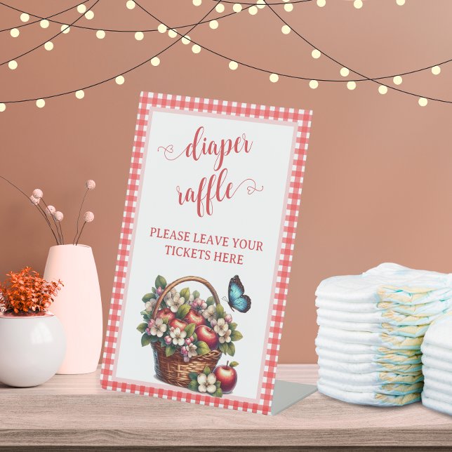 Editable Floral Apple Diaper Raffle Table Sign (Creator Uploaded)