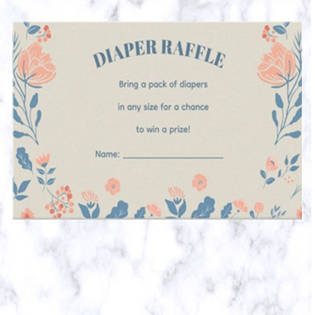 Editable Floral Diaper Raffle  Enclosure Card (Creator Uploaded)