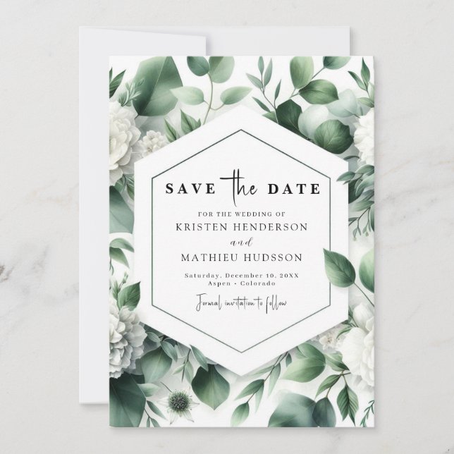 Editable Floral Eucalyptus Digital Wedding Save The Date (Front)