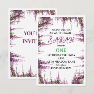 Editable Floral First Birthday Invitation