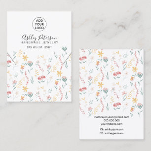 Editable floral logo jewellery earring necklace business card