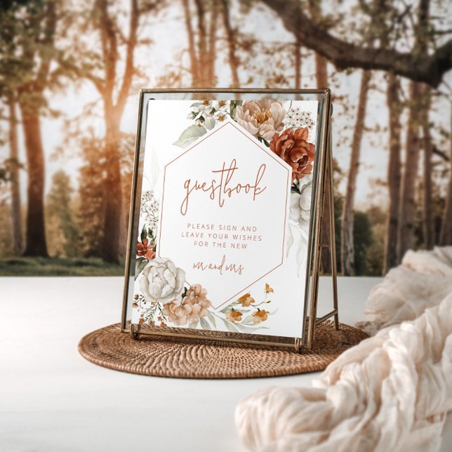Editable Floral Sunset Wedding Guestbook Sign (Creator Uploaded)