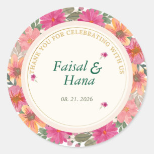 Editable Floral Thank You Celebration Sticker
