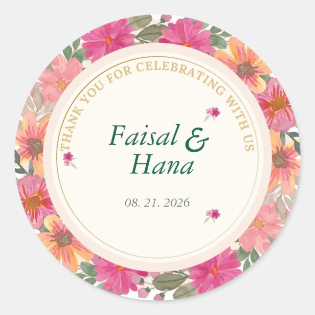 Editable Floral Thank You Celebration Sticker (Front)