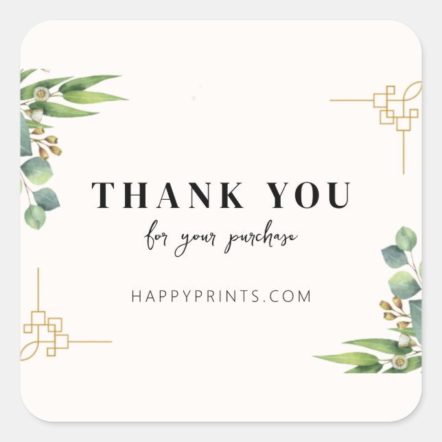 Editable Floral Thanks For Your Order  Square Sticker (Front)