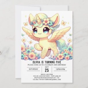 Editable Floral Unicorn Digital Birthday Invitation
