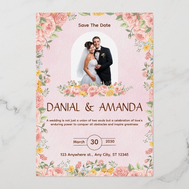 Editable Floral Wedding Invitation Template (Front)