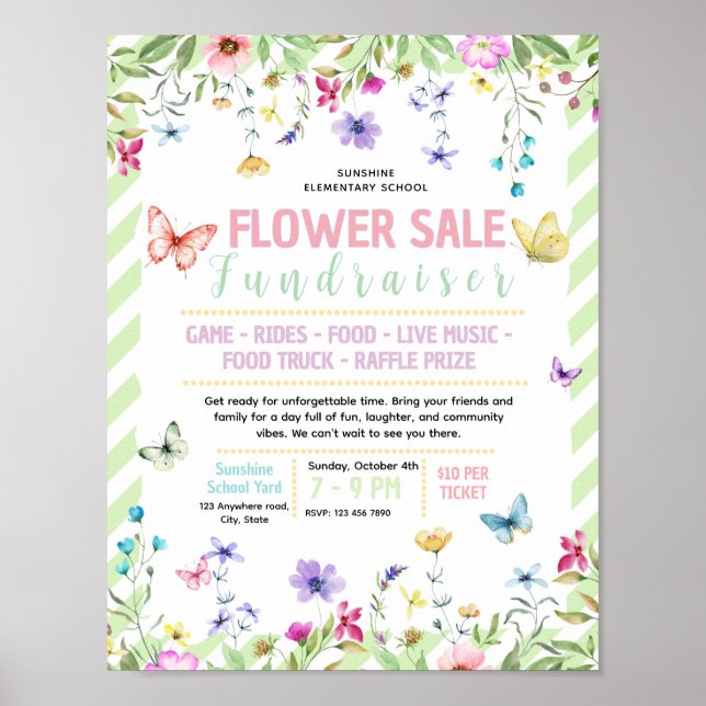 Editable flower sale fundraiser flyer poster (Front)