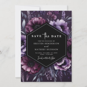 Editable Flowers Purple Floral Wedding Save The Date