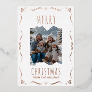 Editable Foil Photo Christmas Card Template Simple