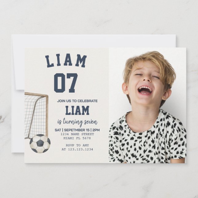 Editable Football Theme Printable Invitation (Front)