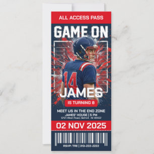 Editable Football Ticket Birthday Invitation