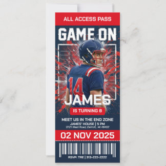 Editable Football Ticket Birthday Invitation