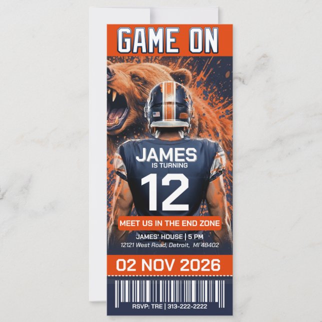 Editable Football Ticket Birthday Invitation (Front)