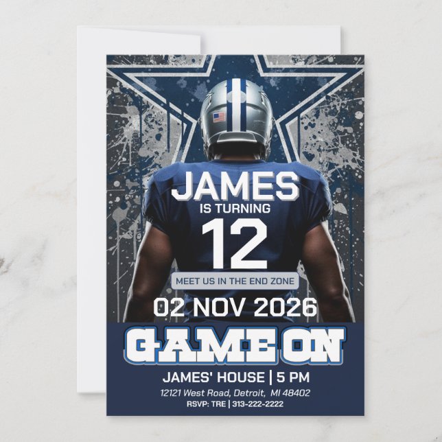 Editable Football Ticket Birthday Invite (Front)