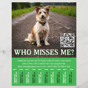 Editable Found Dog Poster With QR Code & Tear‑Off Flyer