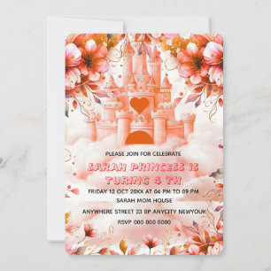Editable Four ever a Princess 4th Birthday Invitat Invitation