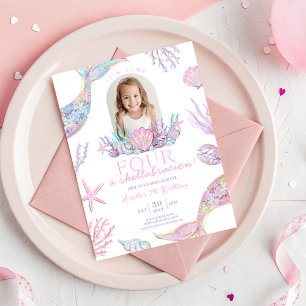 Editable Four Mermaid Tail Invitation Picture Four