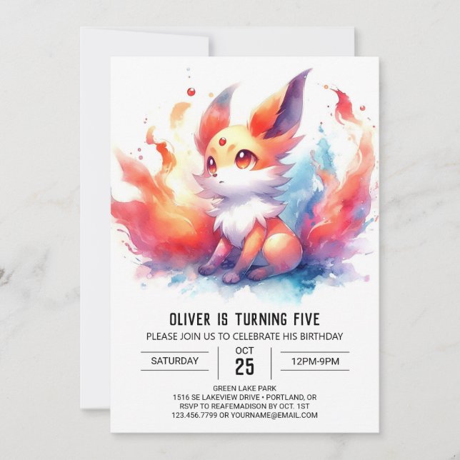 Editable Fun Fox Birthday Invitation (Front)