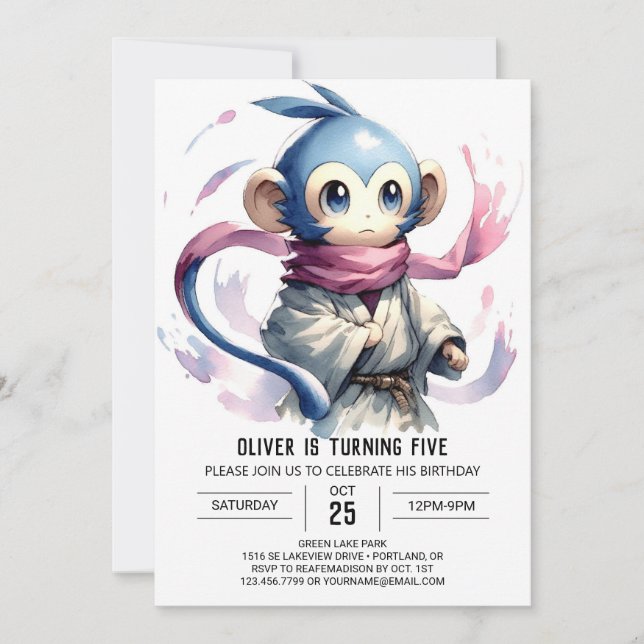 Editable Fun Monkey Birthday Invitation (Front)