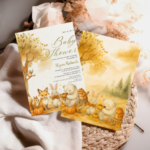 Editable Gender Neutral Fall Woodland Baby Shower Invitation
