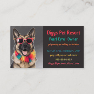 Editable German Shepherd Pet Resort Business Card