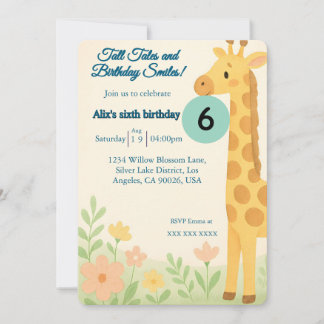 Editable Giraffe Birthday Invitation – Custom Text