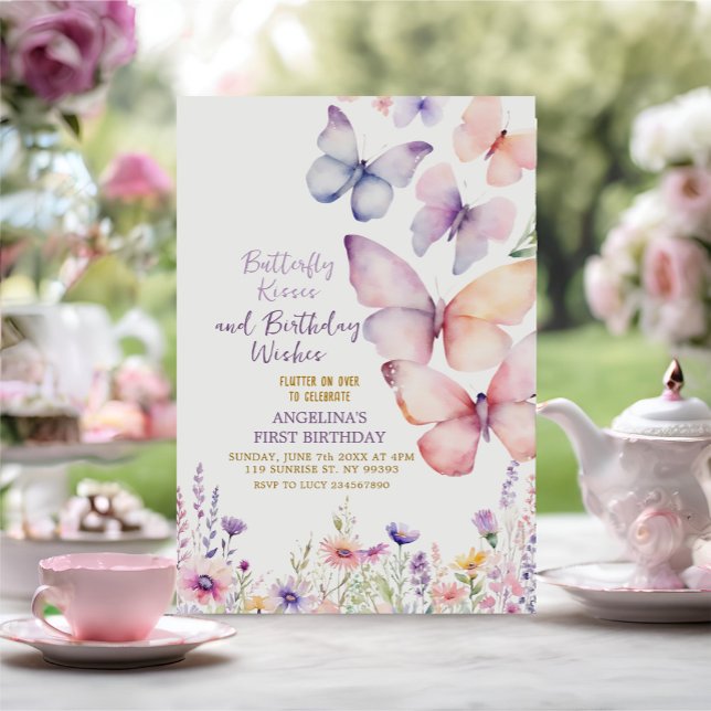 Editable Girl Butterfly Birthday Invitation (Creator Uploaded)