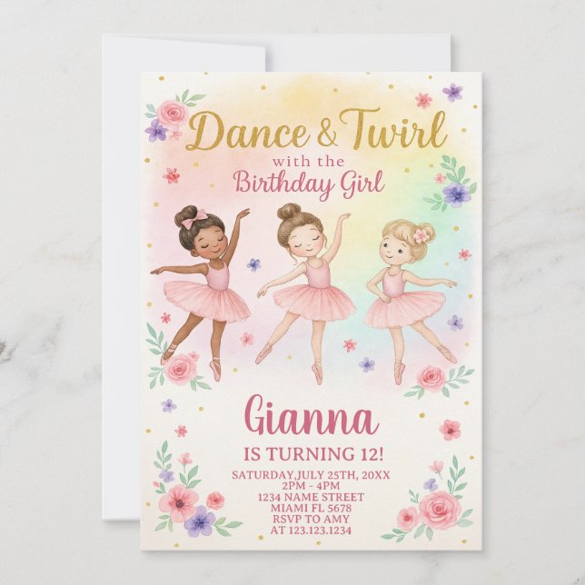 Editable Girl’s Dance Invite (Front)