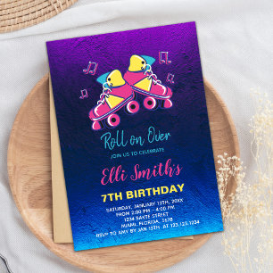 Editable Girls Roller Skate Party Invite