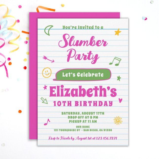 EDITABLE Girls SLEEPOVER Slumber Birthday Party Invitation (Creator Uploaded)