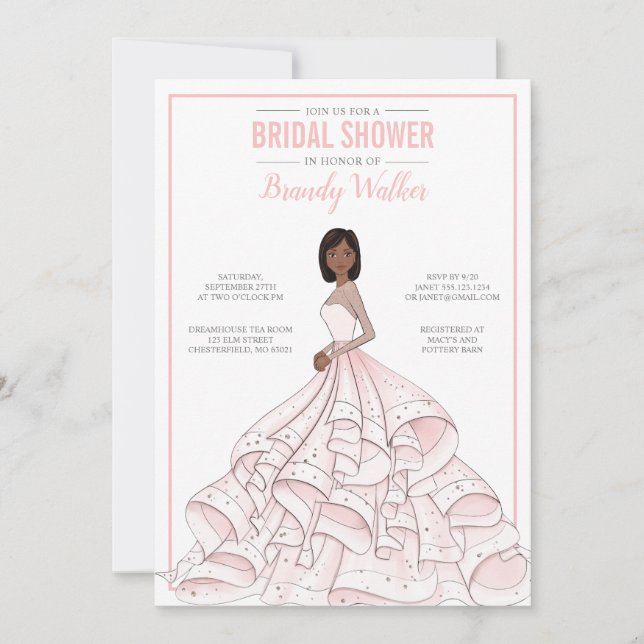Editable Glam Bride Bridal Shower Invitation (Front)