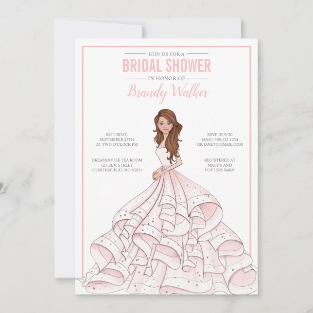Editable Glam Bride Bridal Shower Invitation (Front)