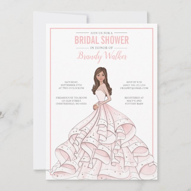 Editable Glam Bride Bridal Shower Invitation (Front)