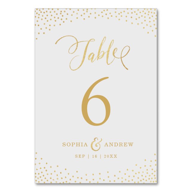 Editable glam faux gold glitter table number (Front)