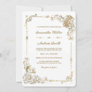 Editable Gold and White Wedding Invitation