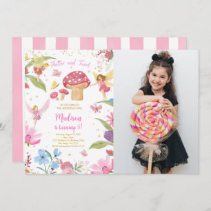 Editable Golden Fairy Birthday Photo Invitation