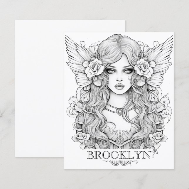 Editable Gothic Girl Colouring Page Paper Sheet (Front/Back)