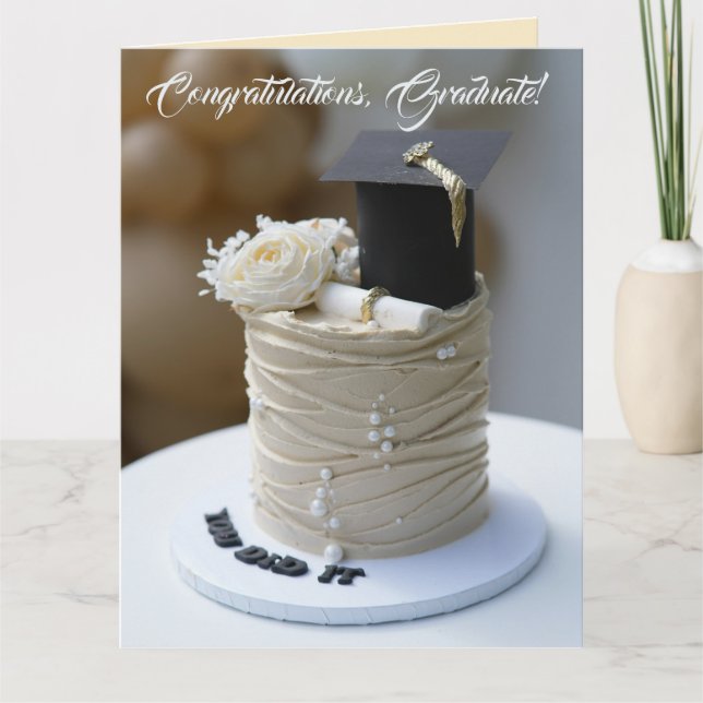Editable Graduation Cake Card (Front)