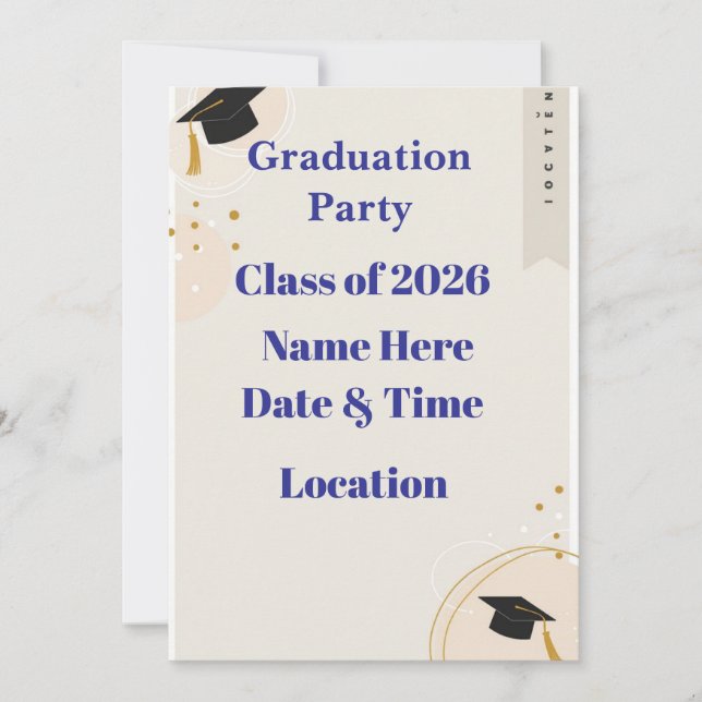 Editable Graduation Invitation 7x5 – Minimal Horiz (Front)