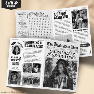 Editable Graduation Newspaper Announcement Invite